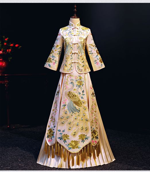 qipao elegant vintage long sleeve china wedding dress embroidery long evening dresses bride skirt for women, Black;red
qipao elegant vintage long sleeve china wedding dress embroidery long evening dresses bride skirt for women, Black;red