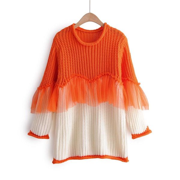 women winter hit color knitted sweater round neck long sleeve pullover sweater pullovers patchwork mesh loose, White;black
women winter hit color knitted sweater round neck long sleeve pullover sweater pullovers patchwork mesh loose, White;black