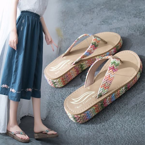 open toe med wedges women platform flip flops solid platform outside slippers women summer ladies shoes, Black
open toe med wedges women platform flip flops solid platform outside slippers women summer ladies shoes, Black