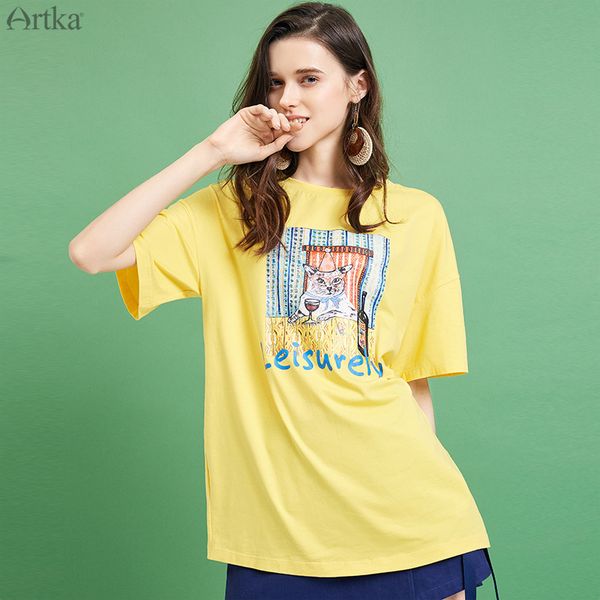 artka 2019 summer casual female t-shirt multicolor fashion print t-shirt o-neck loose short sleeve for women ta11099x, White
artka 2019 summer casual female t-shirt multicolor fashion print t-shirt o-neck loose short sleeve for women ta11099x, White