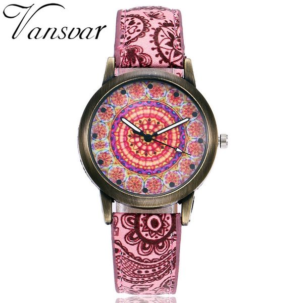 2019 new women watchs vintage national style printing ladies watch temperament women's quartz watch female gift to report, Slivery;brown
2019 new women watchs vintage national style printing ladies watch temperament women's quartz watch female gift to report, Slivery;brown