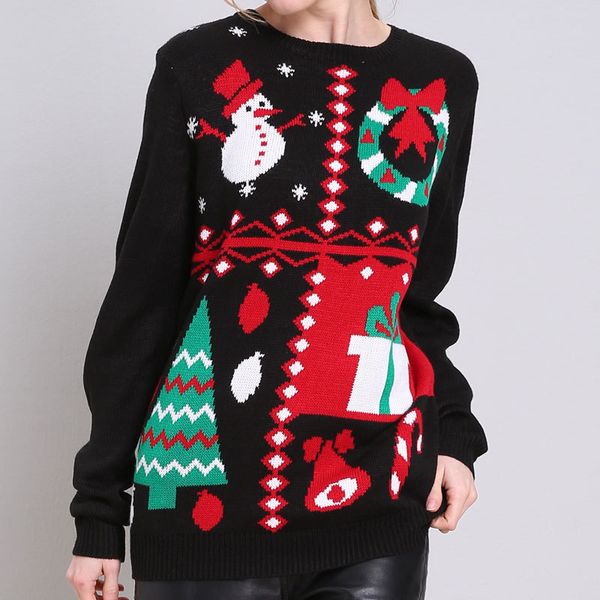 ugly christmas womens sweaters autumm designer digital printed crew neck pullover female clothing, White;black
ugly christmas womens sweaters autumm designer digital printed crew neck pullover female clothing, White;black