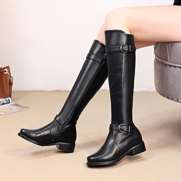 black boots women winter knee high boots flat for women fashion buckle faux leather warm plush woman long shoes 2019
black boots women winter knee high boots flat for women fashion buckle faux leather warm plush woman long shoes 2019
