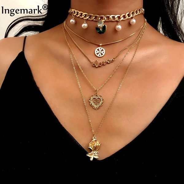 rose flower cross jesus coin pendant choker women charm green crystal imitation pearl love heart layered chain long necklace, Silver
rose flower cross jesus coin pendant choker women charm green crystal imitation pearl love heart layered chain long necklace, Silver