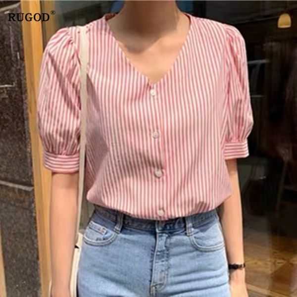 rugod summer clothes stripe puff sleeve v neck womens and blouses waist slim camisas mujer, White
rugod summer clothes stripe puff sleeve v neck womens and blouses waist slim camisas mujer, White