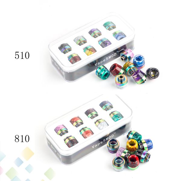 Rainbow SS Epoxy Resin Drip Tip Kit 8pcs Snakeskin Grid Cobra SS Mushroom Mouthpiece for 510 810 Tank Atomizers DHL Free
Rainbow SS Epoxy Resin Drip Tip Kit 8pcs Snakeskin Grid Cobra SS Mushroom Mouthpiece for 510 810 Tank Atomizers DHL Free