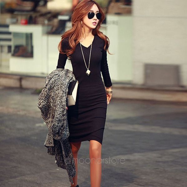 2018 new fashion chic winter office lady long sleeve casual v-neck casual sweater knit knee length dress, Black;gray
2018 new fashion chic winter office lady long sleeve casual v-neck casual sweater knit knee length dress, Black;gray