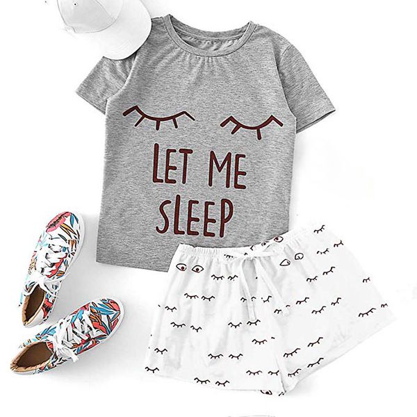 pajamas for women printed cat short sleeve ruffled t-shirt sleepwear nightwear set pizama damska womens pajamas sleepwear, Black;red
pajamas for women printed cat short sleeve ruffled t-shirt sleepwear nightwear set pizama damska womens pajamas sleepwear, Black;red