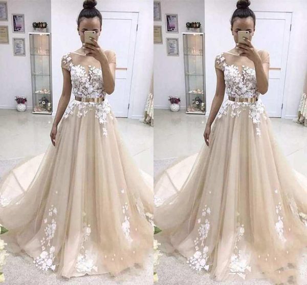 champagne a line prom dresses capped short sleeve lace applique with gold sashes tulle special occasion dresses sweet evening gowns, Black
champagne a line prom dresses capped short sleeve lace applique with gold sashes tulle special occasion dresses sweet evening gowns, Black