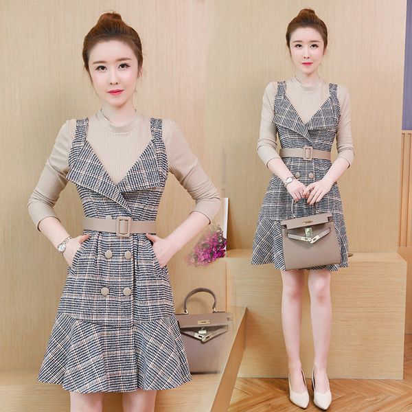 new loose-fit dress small fragrant wind fishtail skirt suit temperament woolen jumper dress two-piece set, White;black
new loose-fit dress small fragrant wind fishtail skirt suit temperament woolen jumper dress two-piece set, White;black