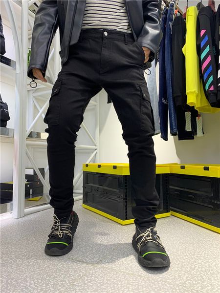 tear damage fashion new men's designer bicycle jeans solid color fashion slim jogging pants casual men's pants brand hip hop harem, Blue
tear damage fashion new men's designer bicycle jeans solid color fashion slim jogging pants casual men's pants brand hip hop harem, Blue