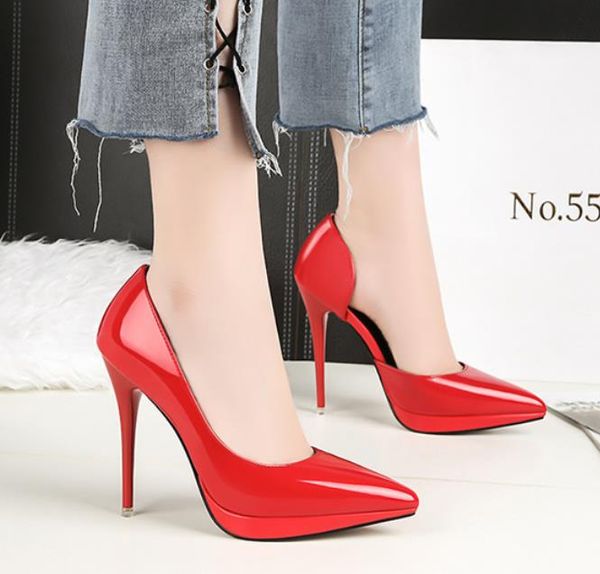 fashion pointed toe office lady single shoes leather platform 12cm thin heel pumps women's shoes 4 colors 228-5, Black
fashion pointed toe office lady single shoes leather platform 12cm thin heel pumps women's shoes 4 colors 228-5, Black