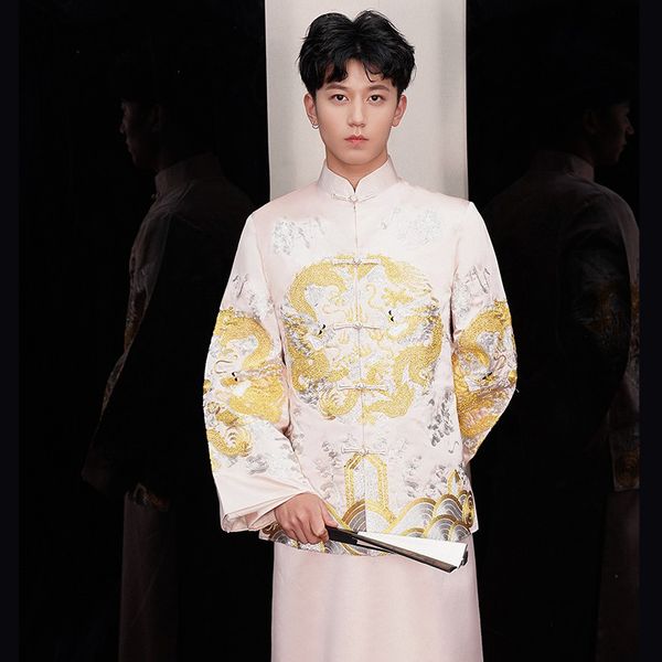 chinese style groom dress jacket traditional qipao for mens bridegroom wedding costume embroidered dragon male cheongsam tv play stage wear, Black;red
chinese style groom dress jacket traditional qipao for mens bridegroom wedding costume embroidered dragon male cheongsam tv play stage wear, Black;red