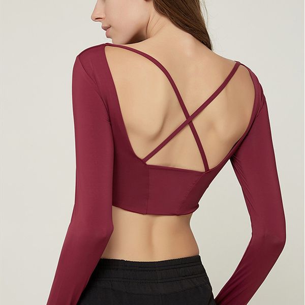 zhangyunuo backless women yoga long sleeve shirts finger sleeve lumbar high elastic workout gym fitness active wear, White;red
zhangyunuo backless women yoga long sleeve shirts finger sleeve lumbar high elastic workout gym fitness active wear, White;red
