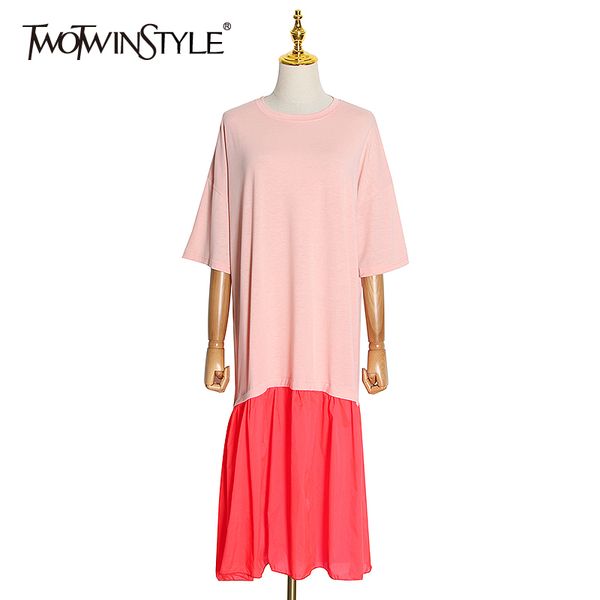 twotwinstyle casual patchwork hit color dress women o neck half sleeve high waist casual midi dresses female 2020 summer clothes, White;black
twotwinstyle casual patchwork hit color dress women o neck half sleeve high waist casual midi dresses female 2020 summer clothes, White;black