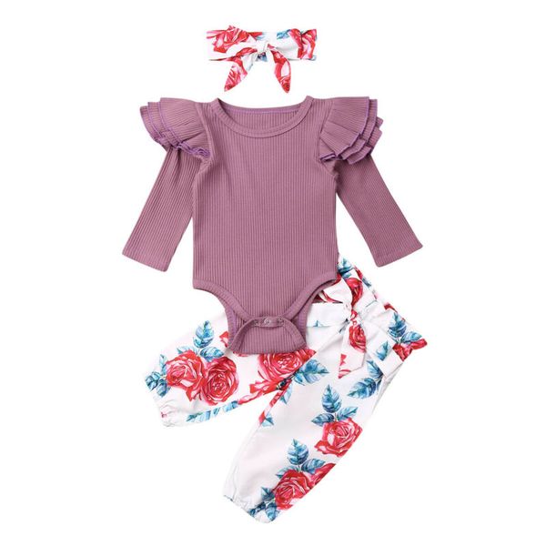 3pcs newborn infant baby girls floral outfits bodysuit romper pants clothes set, White
3pcs newborn infant baby girls floral outfits bodysuit romper pants clothes set, White