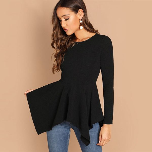 t shirt womens black asymmetrical hem peplum tee elegant plain long sleeve round neck women autumn minimalist workwear, White
t shirt womens black asymmetrical hem peplum tee elegant plain long sleeve round neck women autumn minimalist workwear, White