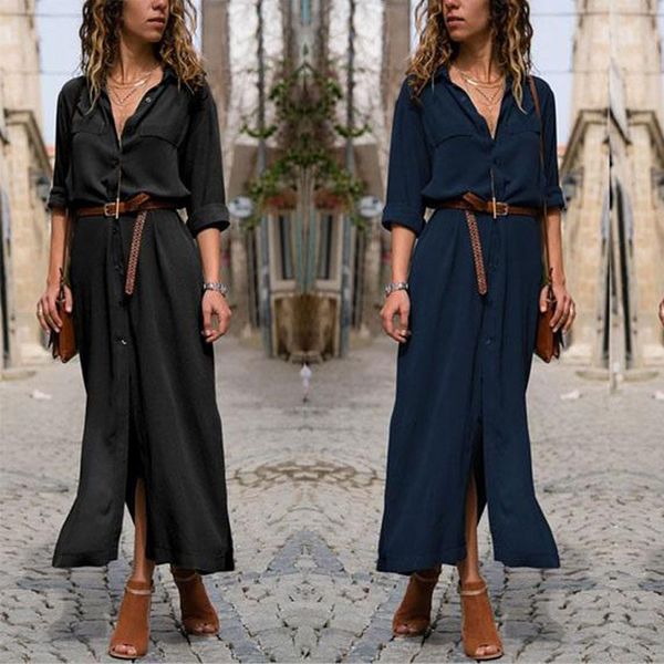 women shirt long dress loose long sleeves large swing split collar irregular skirt solid color long skirt 48, White
women shirt long dress loose long sleeves large swing split collar irregular skirt solid color long skirt 48, White
