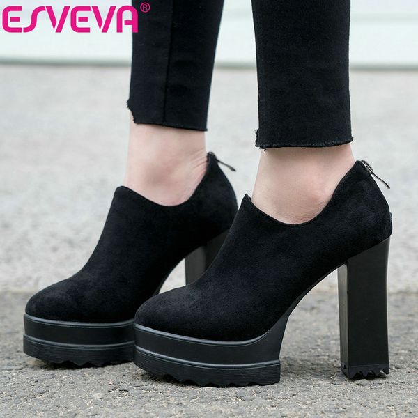 esveva 2020 women pumps shoes sandals zip square high heels spring pu shoes platform western style shoes women round toe 34-42, Black
esveva 2020 women pumps shoes sandals zip square high heels spring pu shoes platform western style shoes women round toe 34-42, Black