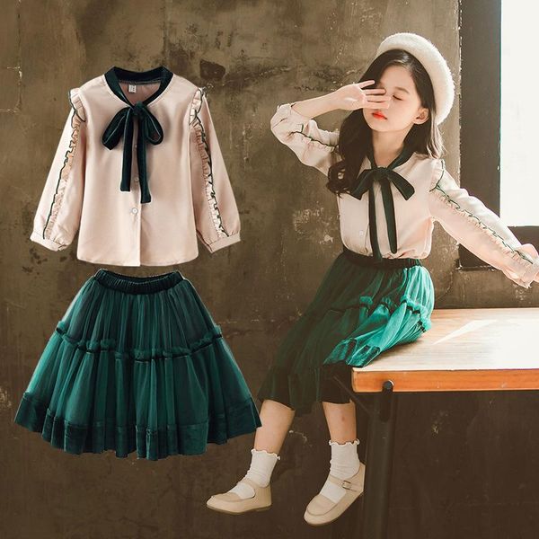 children's clothing girls spring and autumn new casual shirt short skirt fashion dress two-piece, White
children's clothing girls spring and autumn new casual shirt short skirt fashion dress two-piece, White