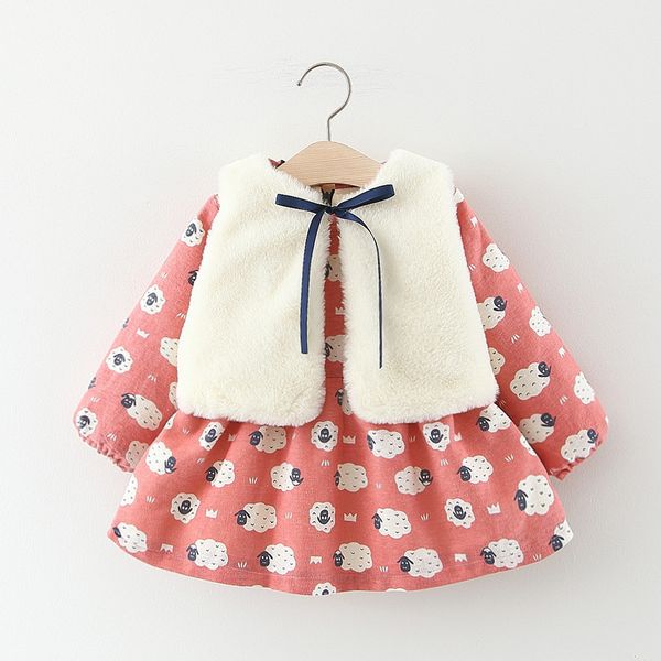 girls sets printing dress velvet and vest 2019 children's wear wholesale winter, Red;yellow
girls sets printing dress velvet and vest 2019 children's wear wholesale winter, Red;yellow
