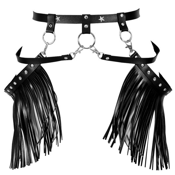 body harness bra leather garter belt set tassel belts rivet strap cage hollow out body bondage rave festival dance clothing, Black;white
body harness bra leather garter belt set tassel belts rivet strap cage hollow out body bondage rave festival dance clothing, Black;white