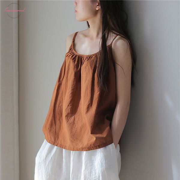 19 summer cotton solid linen solid color sleeveless vintage tanks new 5 colors loose simple casual render women camis, White
19 summer cotton solid linen solid color sleeveless vintage tanks new 5 colors loose simple casual render women camis, White