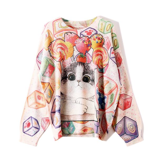 women's sweaters 2021 autumn sweater women loose pullover print knitted cashmere winter clothes female m0807, White;black
women's sweaters 2021 autumn sweater women loose pullover print knitted cashmere winter clothes female m0807, White;black
