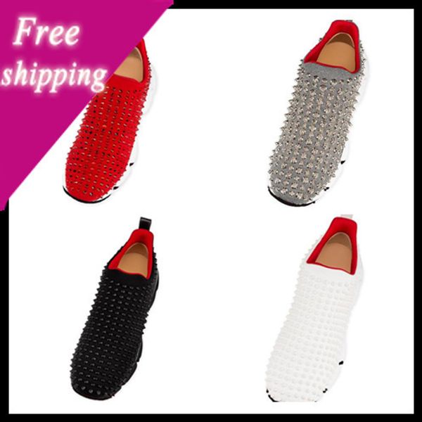 red bottom spike sock designer casual shoes , red sole flats with krystal spikes 0, Black
red bottom spike sock designer casual shoes , red sole flats with krystal spikes 0, Black