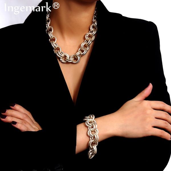 hip hop punk cuban big chunky chain necklace bracelet ne+ba steampunk men gothic lock twisted choker for women jewelry set, Silver
hip hop punk cuban big chunky chain necklace bracelet ne+ba steampunk men gothic lock twisted choker for women jewelry set, Silver