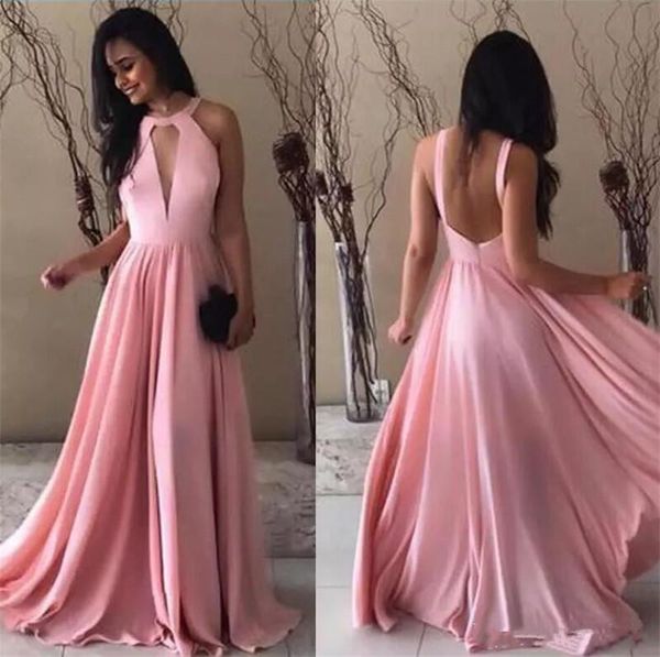 2019 pink chiffon halter prom dresses formal long floor length dress evening wear plus size vestido de festa ing, Black
2019 pink chiffon halter prom dresses formal long floor length dress evening wear plus size vestido de festa ing, Black