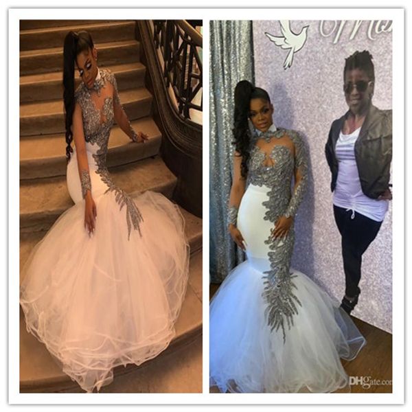 african black girls mermaid prom dresses 2020 long sleeve appliques sequins ruched white tulle long evening gowns vestido de gala
african black girls mermaid prom dresses 2020 long sleeve appliques sequins ruched white tulle long evening gowns vestido de gala