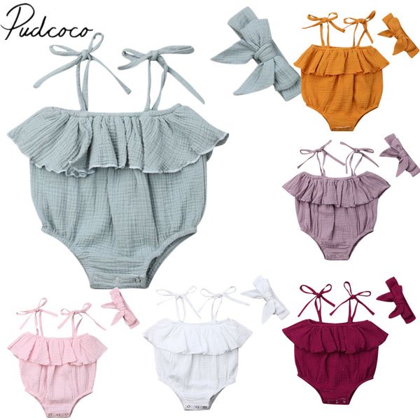 2019 baby summer clothing newborn toddler baby girls sling jumpsuit solid cotton bodysuit headband 2pcs ruffled outfits clothes, Blue
2019 baby summer clothing newborn toddler baby girls sling jumpsuit solid cotton bodysuit headband 2pcs ruffled outfits clothes, Blue