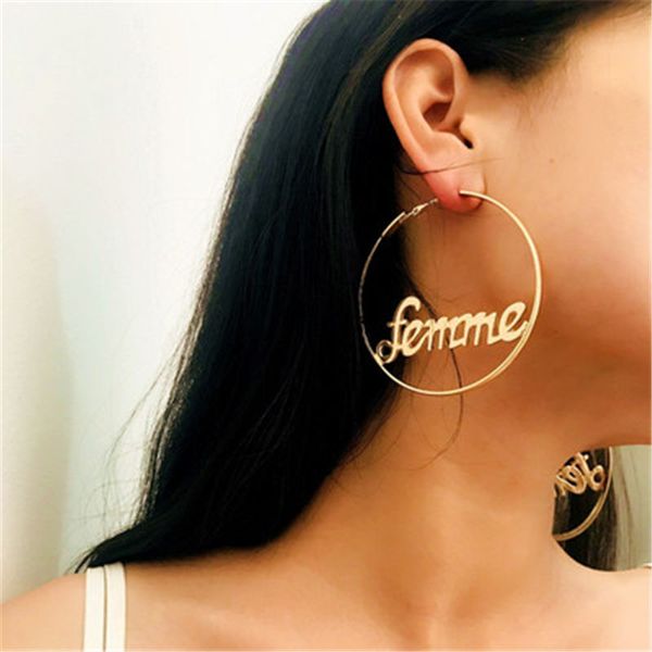 new fashion earrings hollow letter hoop earrings for women trendy personalized big circle dangle wedding jewelry gifts, Golden;silver
new fashion earrings hollow letter hoop earrings for women trendy personalized big circle dangle wedding jewelry gifts, Golden;silver