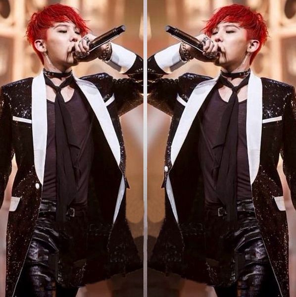 men's singer costume black sequin long suit nightclub bar male guest magician stitching performance clothing, White;black
men's singer costume black sequin long suit nightclub bar male guest magician stitching performance clothing, White;black