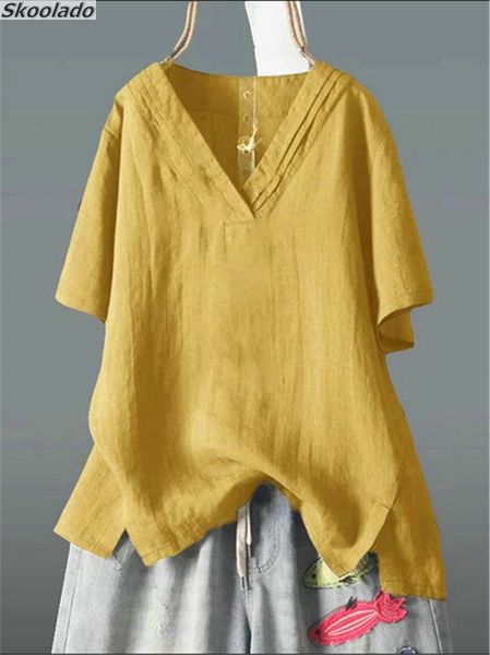 womens short sleeve casual loose cotton linen cloth thin section blouse shirt plus size lady clothes fashion solid color, White
womens short sleeve casual loose cotton linen cloth thin section blouse shirt plus size lady clothes fashion solid color, White