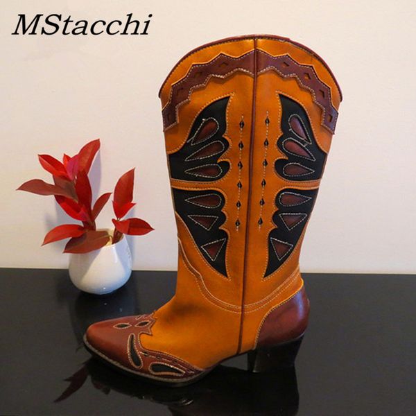mstacchi women pointed toe chunky high heel cowboy boots women carving patchwork real leather retro style boots zapatos de mujer, Black
mstacchi women pointed toe chunky high heel cowboy boots women carving patchwork real leather retro style boots zapatos de mujer, Black
