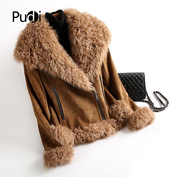 pudi ct930 women winter warm real sheep fur coat jacket lady genuine pig split skin garment girl coats overcoat, Black
pudi ct930 women winter warm real sheep fur coat jacket lady genuine pig split skin garment girl coats overcoat, Black