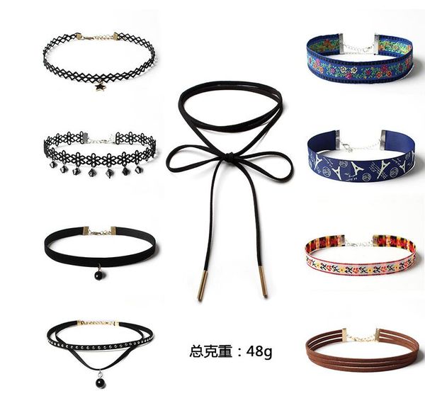 9 шт. / лот готический воротник ювелирные изделия черный крутящий момент набор сплав бархат кружева вышивка чокеры ожерелья чокеры для женщи, Silver
9 шт. / лот готический воротник ювелирные изделия черный крутящий момент набор сплав бархат кружева вышивка чокеры ожерелья чокеры для женщи, Silver