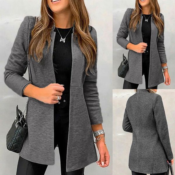 office lady solid color long sleeve standing collar plus size blazer jacket ladies jackets casual female outerwear suit blazer, White;black
office lady solid color long sleeve standing collar plus size blazer jacket ladies jackets casual female outerwear suit blazer, White;black