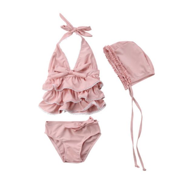 baby girls summer ruffles swimsuit bathing swimming costume swimwear halter +bottoms+hat 3pcs beach set
baby girls summer ruffles swimsuit bathing swimming costume swimwear halter +bottoms+hat 3pcs beach set