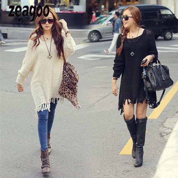 womens tassel hem loose sweater dress long knitting sleeve outerwear casual above knee o-neck casual, White;black
womens tassel hem loose sweater dress long knitting sleeve outerwear casual above knee o-neck casual, White;black