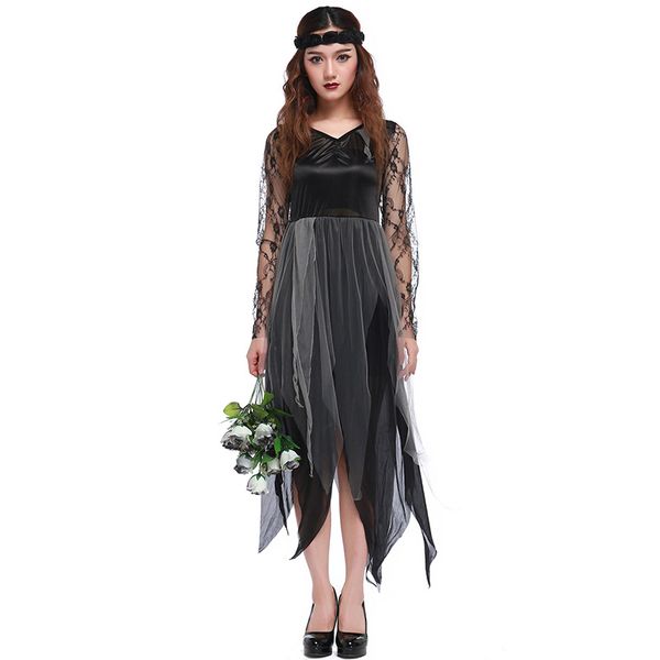 women vampire bride of chucky dresses halloween cosplay costumes black lace sawtooth dress mummy masquerade cosplay dress, Black;red
women vampire bride of chucky dresses halloween cosplay costumes black lace sawtooth dress mummy masquerade cosplay dress, Black;red