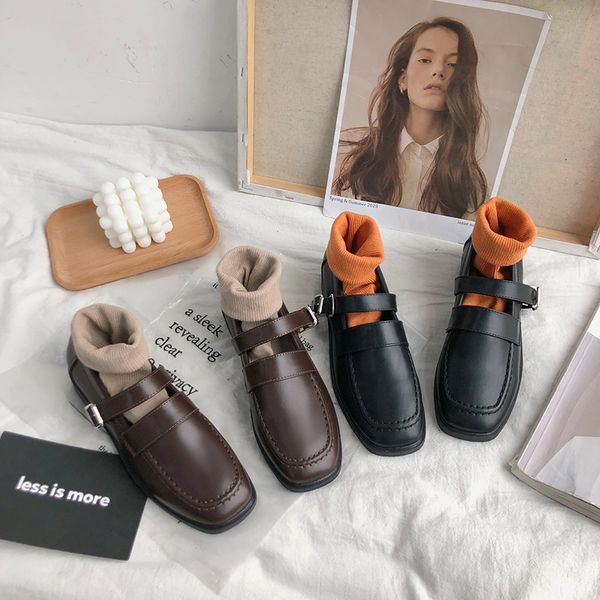 woman shoes 2019 fashion women's casual female sneakers british style oxfords flats shallow mouth round toe all-match, Black 
woman shoes 2019 fashion women's casual female sneakers british style oxfords flats shallow mouth round toe all-match, Black