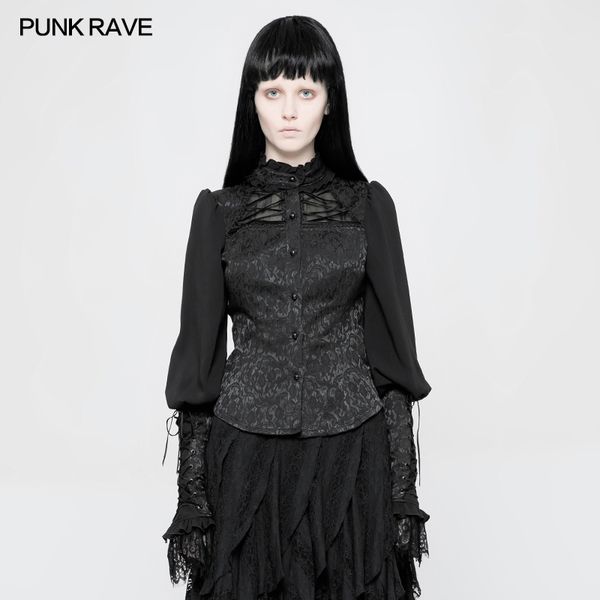 punk rave gothic black retro jacquard floral blouse lace sleeve lolita women shirt party formal female shirt, White
punk rave gothic black retro jacquard floral blouse lace sleeve lolita women shirt party formal female shirt, White