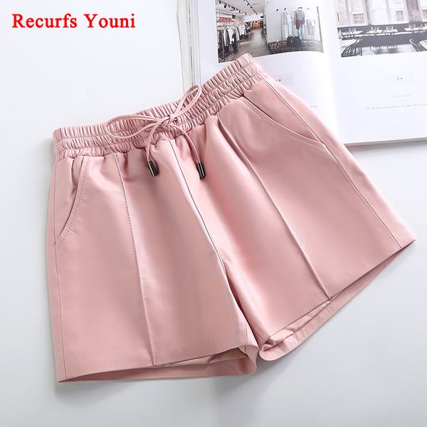 2020 winter female genuine leather elastic high waist shorts women black/pink trousers joker divided short pants plus large size, White;black
2020 winter female genuine leather elastic high waist shorts women black/pink trousers joker divided short pants plus large size, White;black