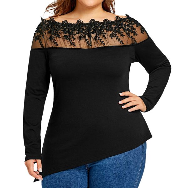 large size women lace patchwork tee shirt blouse long sleeve casual shirt blouse pullover lace blusas plus size, White
large size women lace patchwork tee shirt blouse long sleeve casual shirt blouse pullover lace blusas plus size, White