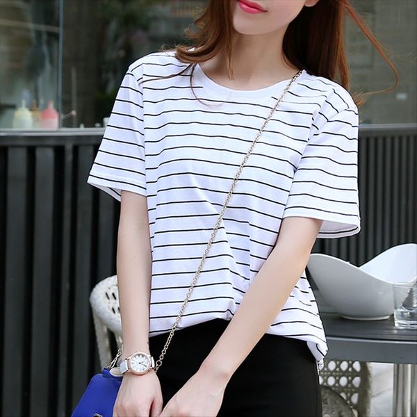 black and white horizontal stripe t-shirt women's half sleeve half short sleeve loose western style all-match cotton t-shirt summer
black and white horizontal stripe t-shirt women's half sleeve half short sleeve loose western style all-match cotton t-shirt summer