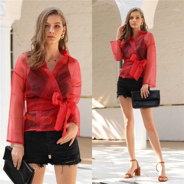 summer tshirts long sleeve v neck cardigan with belt solid color loose casual fashion high street summer tees see through womens, White
summer tshirts long sleeve v neck cardigan with belt solid color loose casual fashion high street summer tees see through womens, White