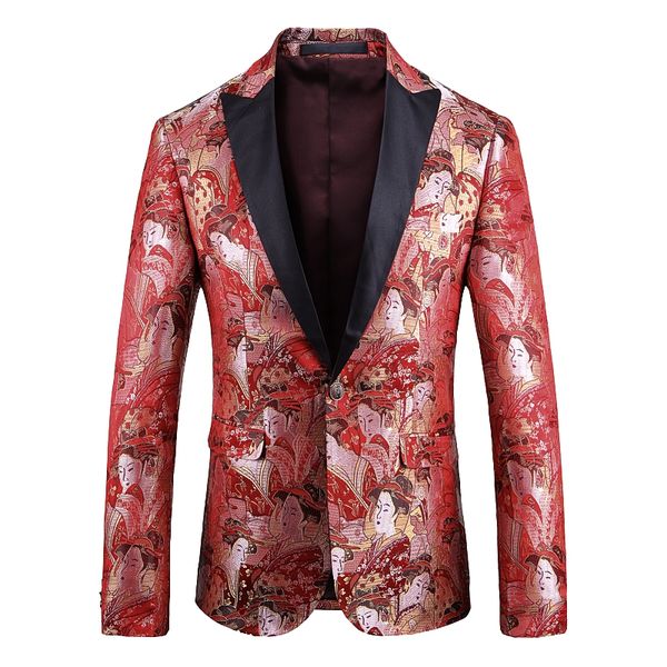new autumn/winter 2019 european american men's wear long-sleeved vintage portrait of a lady jacquard fashionable suit jacket, White;black
new autumn/winter 2019 european american men's wear long-sleeved vintage portrait of a lady jacquard fashionable suit jacket, White;black